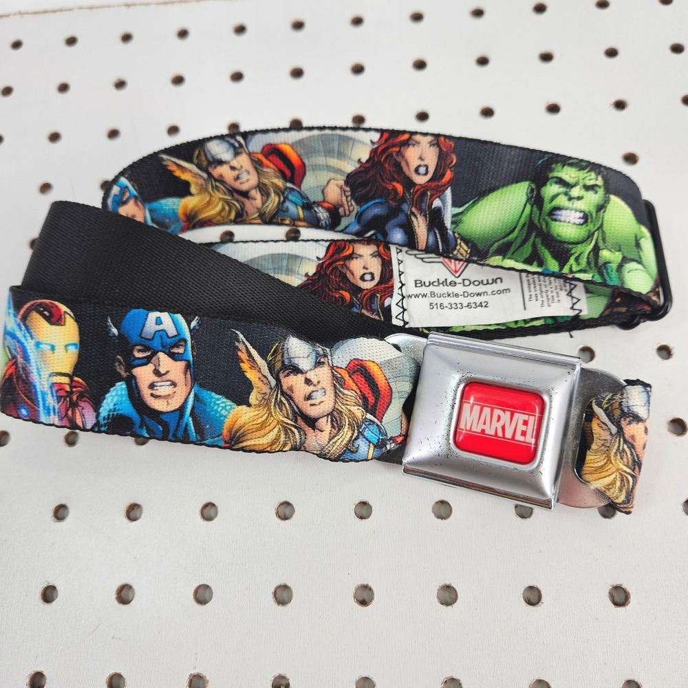 Buckle-Down Marvel Comics Avengers Seatbelt Belt Multi-Color Adjustable Unisex